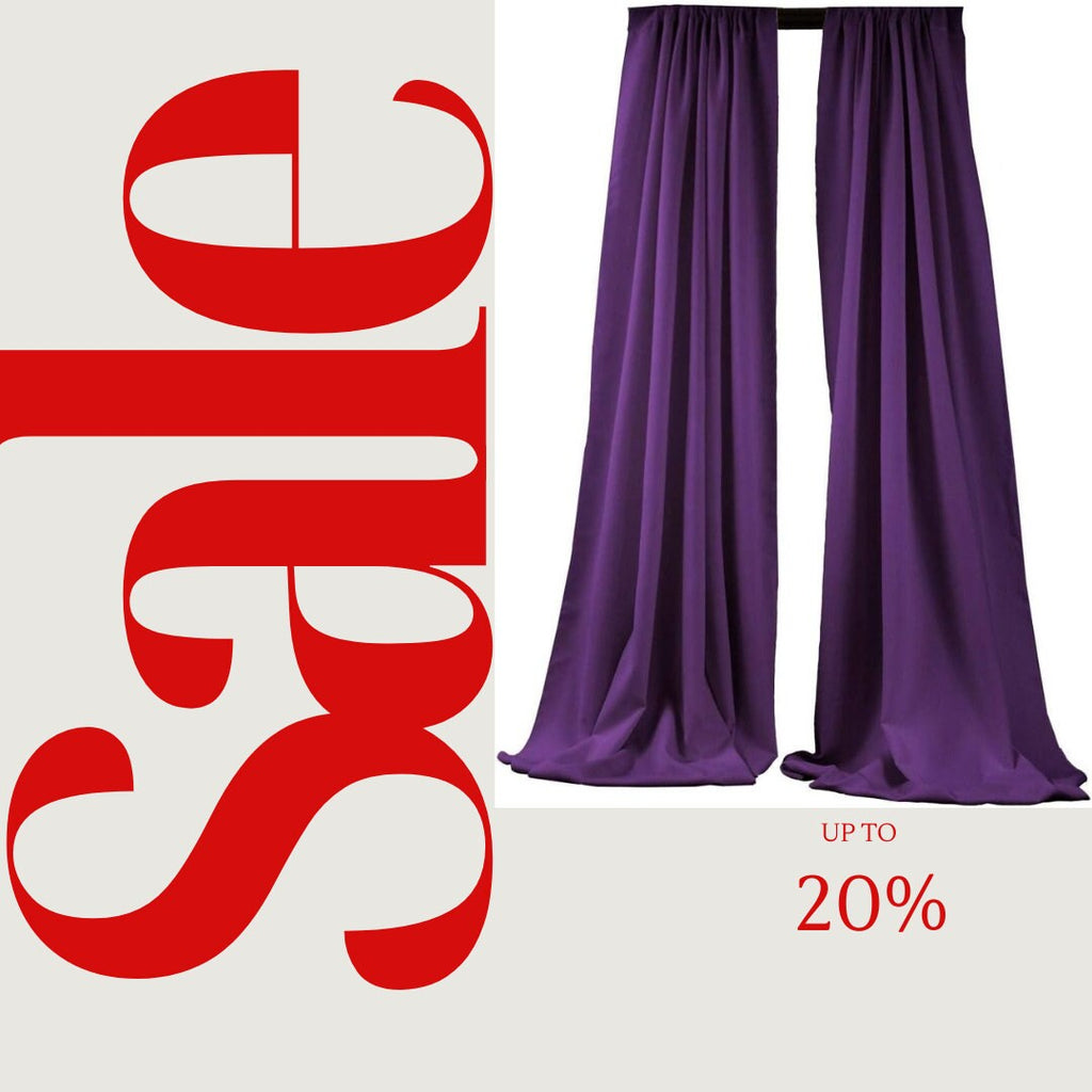 BACKDROPS - PURPLE -  Polyester Poplin Backdrop Drape Curtain Panel with 4" Rod Pocket ( , 5 Feet Wide x 9 Feet High (2 Panels)