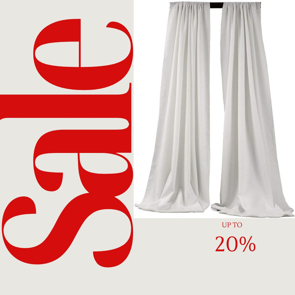 BACKDROPS - WHITE -  Polyester Poplin Backdrop Drape Curtain Panel with 4" Rod Pocket ( , 5 Feet Wide x 9 Feet High (2 Panels)