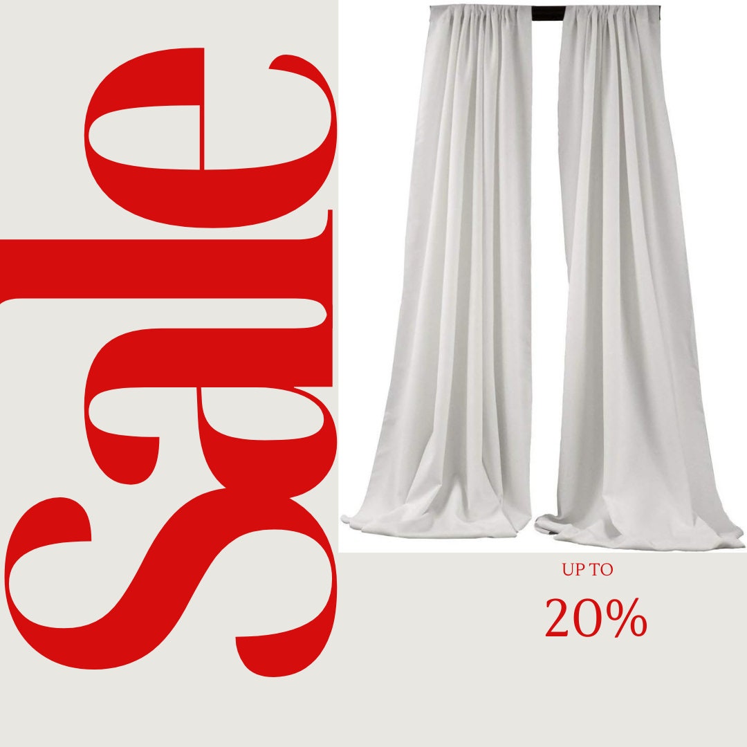 BACKDROPS - WHITE -  Polyester Poplin Backdrop Drape Curtain Panel with 4" Rod Pocket ( , 5 Feet Wide x 9 Feet High (2 Panels)