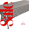 Polyester Poplin Gingham Checkered Rectangular Tablecloth (White & Black, Choose Size Below