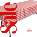 Polyester Poplin Gingham Checkered Rectangular Tablecloth (White & Coral, Choose Size Below