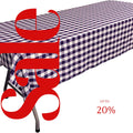 Polyester Poplin Gingham Checkered Rectangular Tablecloth (White & Purple, Choose Size Below