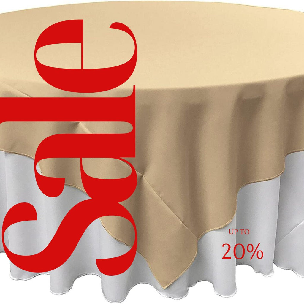 KHAKI - Polyester Poplin Washable Square Tablecloth, Square Table Cover Fabric Table Cloth Square for Dining, Kitchen, Party.