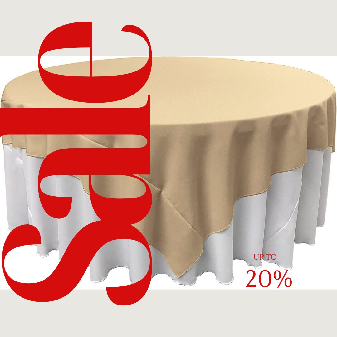 KHAKI - Polyester Poplin Washable Square Tablecloth, Square Table Cover Fabric Table Cloth Square for Dining, Kitchen, Party.