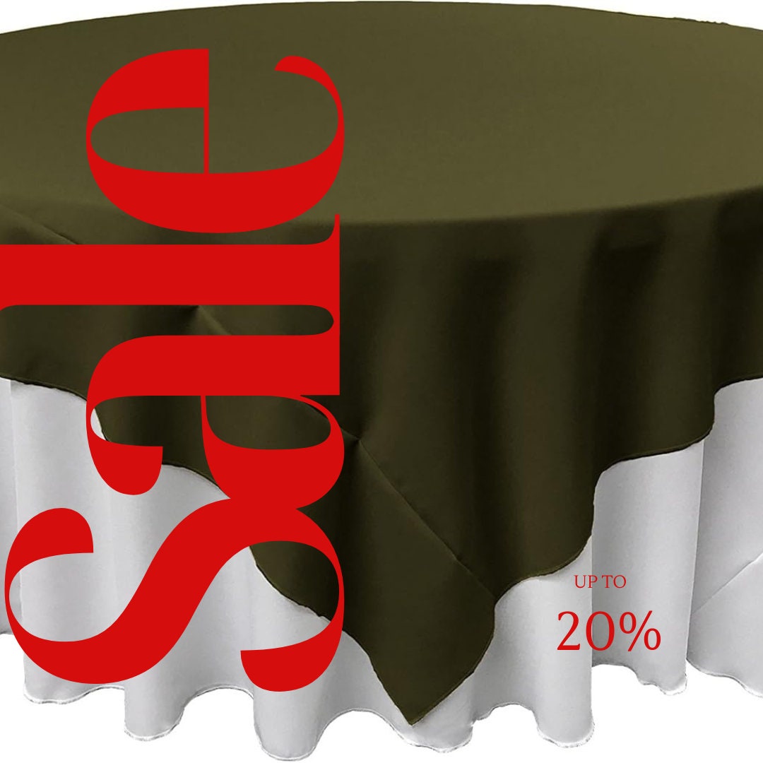 OLIVE - Polyester Poplin Washable Square Tablecloth, Square Table Cover Fabric Table Cloth Square for Dining, Kitchen, Party.