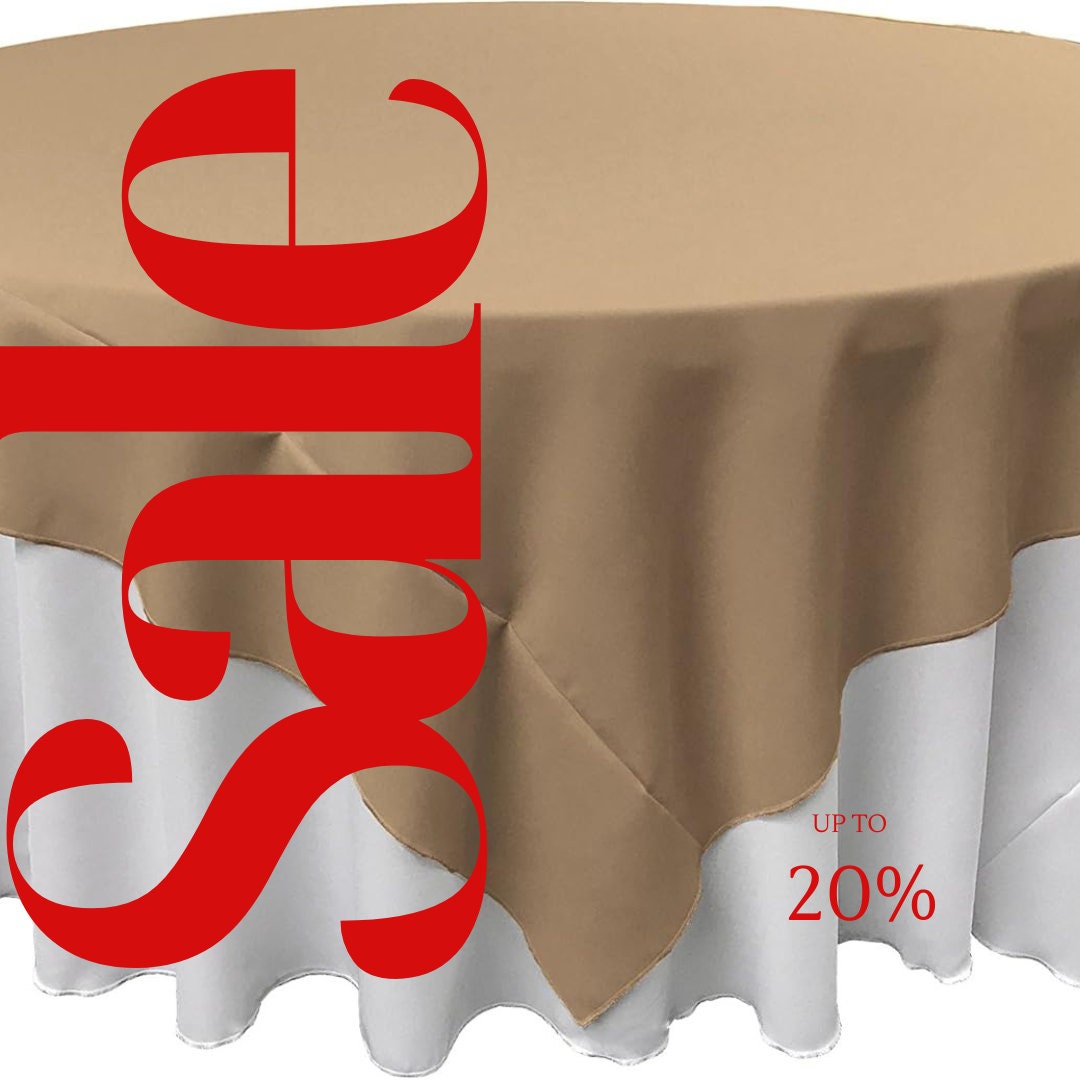 TAUPE - Polyester Poplin Washable Square Tablecloth, Square Table Cover Fabric Table Cloth Square for Dining, Kitchen, Party.