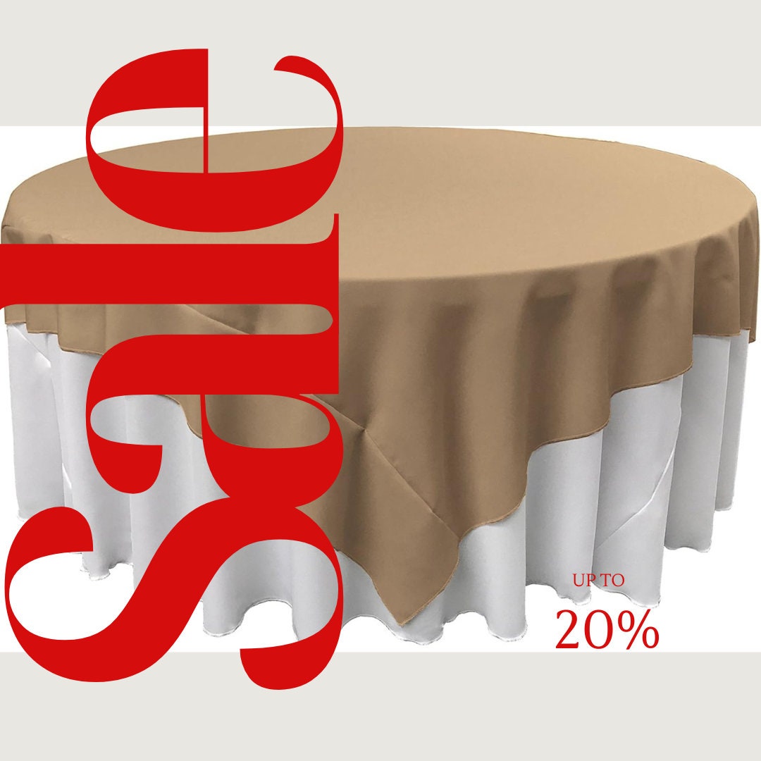TAUPE - Polyester Poplin Washable Square Tablecloth, Square Table Cover Fabric Table Cloth Square for Dining, Kitchen, Party.