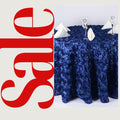 NAVY - Round Tablecloth Table Cloth Satin Rosette Tablecloth - 3D Floral Table Cloth for Wedding Baby Shower Birthday Tea Party Dessert