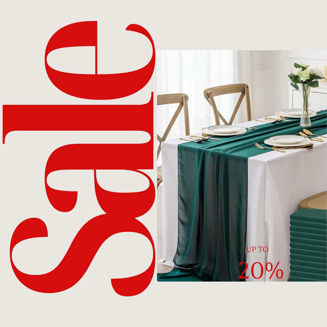 HUNTER - Chiffon Table Runner 29 x 108 inch Perfect for Party Sweetest Day Wedding Anniversary Decorations Valentines Day Runners.