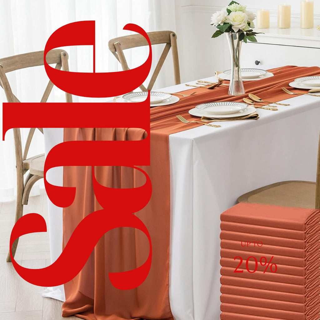 RUST - Chiffon Table Runner 29" x 108" inch Perfect for Party Sweetest Day Wedding Anniversary Decorations Valentines Day Runners.