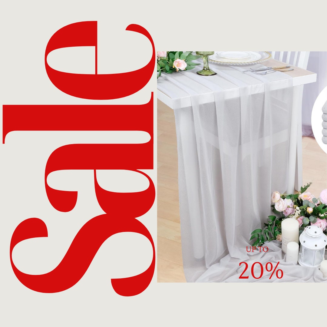 SILVER - Chiffon Table Runner 29" x 108" inch Perfect for Party Sweetest Day Wedding Anniversary Decorations Valentines Day Runners.
