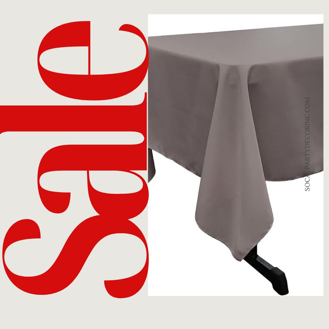 CHARCOAL -Polyester Poplin Washable Rectangular Tablecloth,Stain Wrinkle Resistant Table Cover Fabric Table Cloth for Dinning, Kitchen,Party