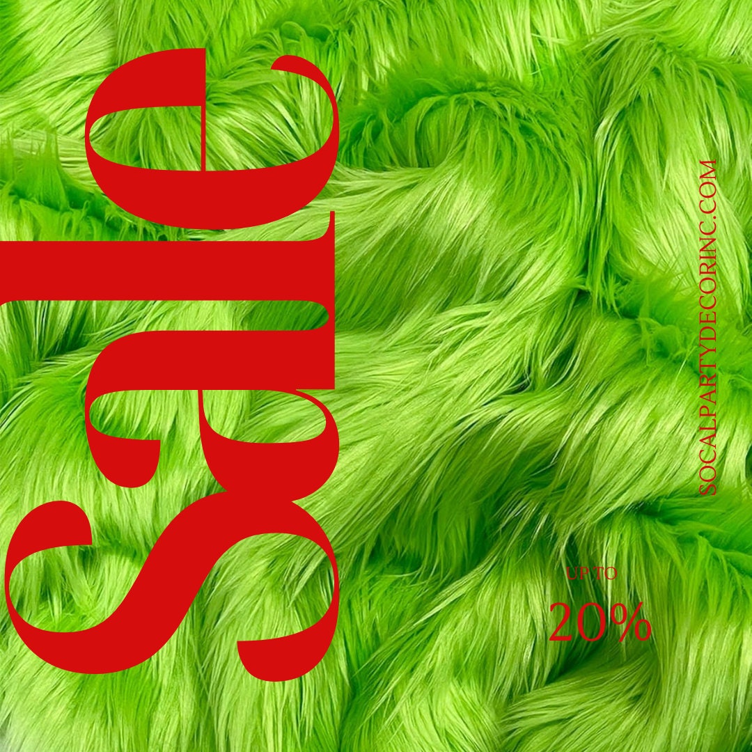 LIME - Shaggy Long Pile Faux Fur Fabric By The Yard | Faux Fur | High Quality Ultra Soft Fur Fabric By Yard.