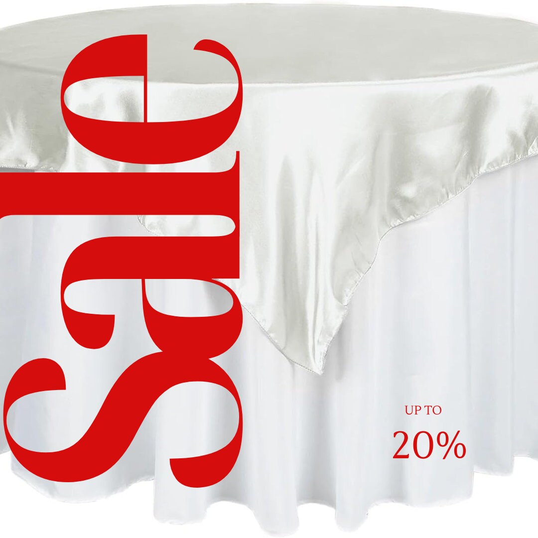 SATIN - IVORY - Square Tablecloth Overlay - Square Tablecloth, Square Table Cover Fabric  for Dining, Kitchen, Party.
