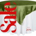 SATIN - OLIVE - Square Tablecloth Overlay - Square Tablecloth, Square Table Cover Fabric  for Dining, Kitchen, Party.