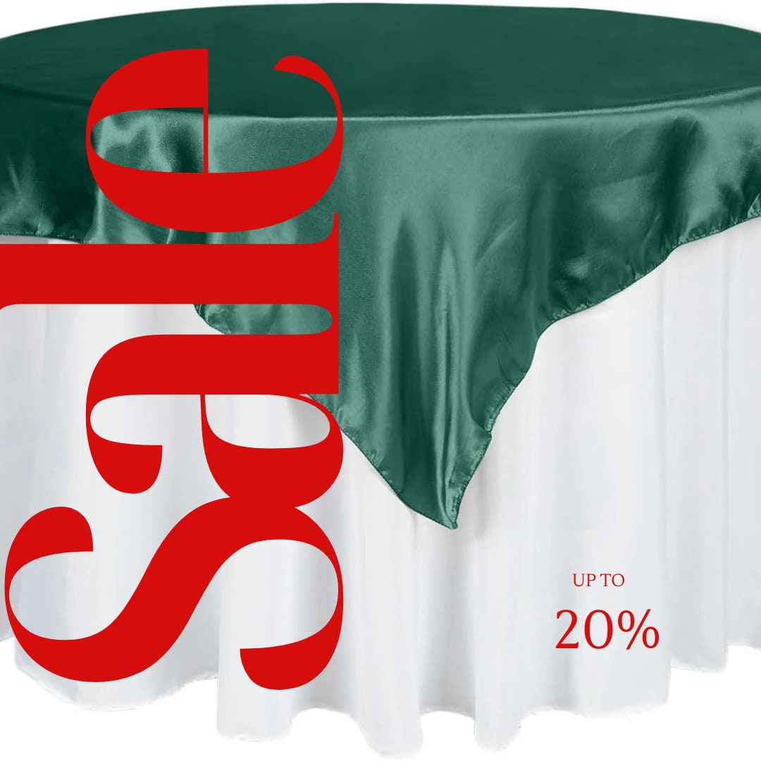SATIN - HUNTER - Square Tablecloth Overlay - Square Tablecloth, Square Table Cover Fabric  for Dining, Kitchen, Party.