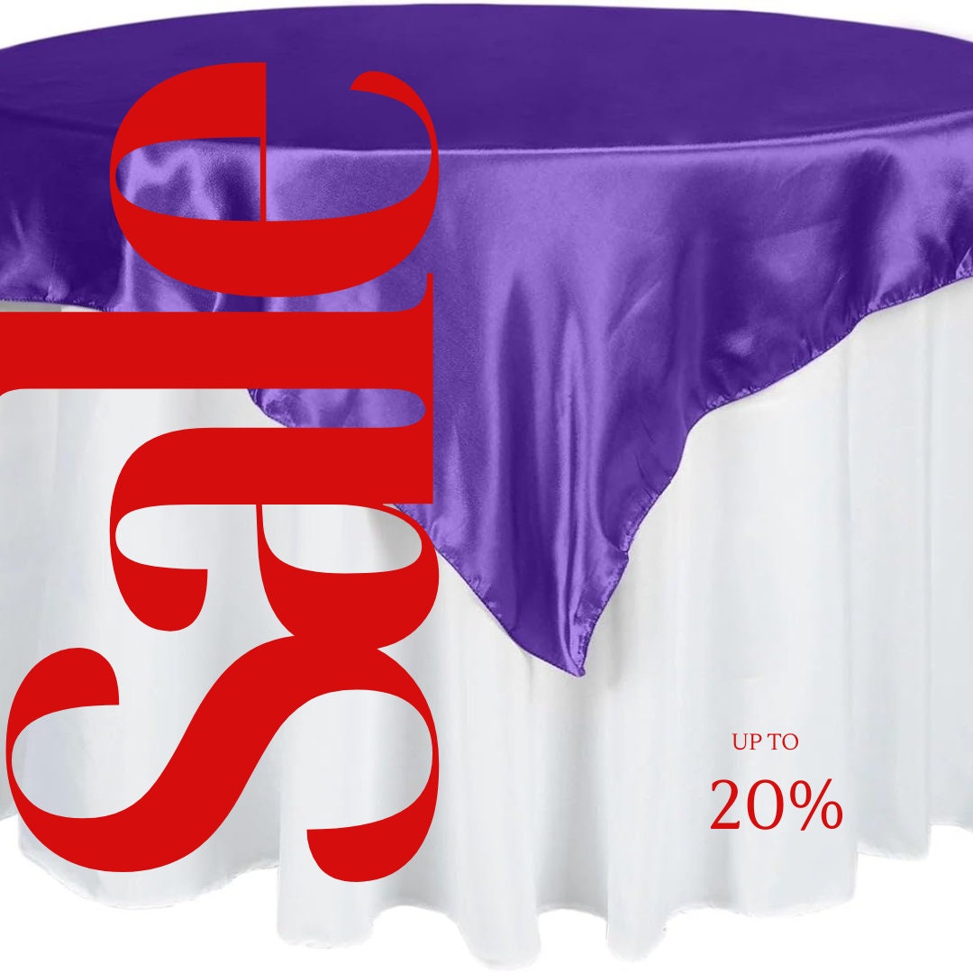 SATIN - PURPLE - Square Tablecloth Overlay - Square Tablecloth, Square Table Cover Fabric  for Dining, Kitchen, Party.