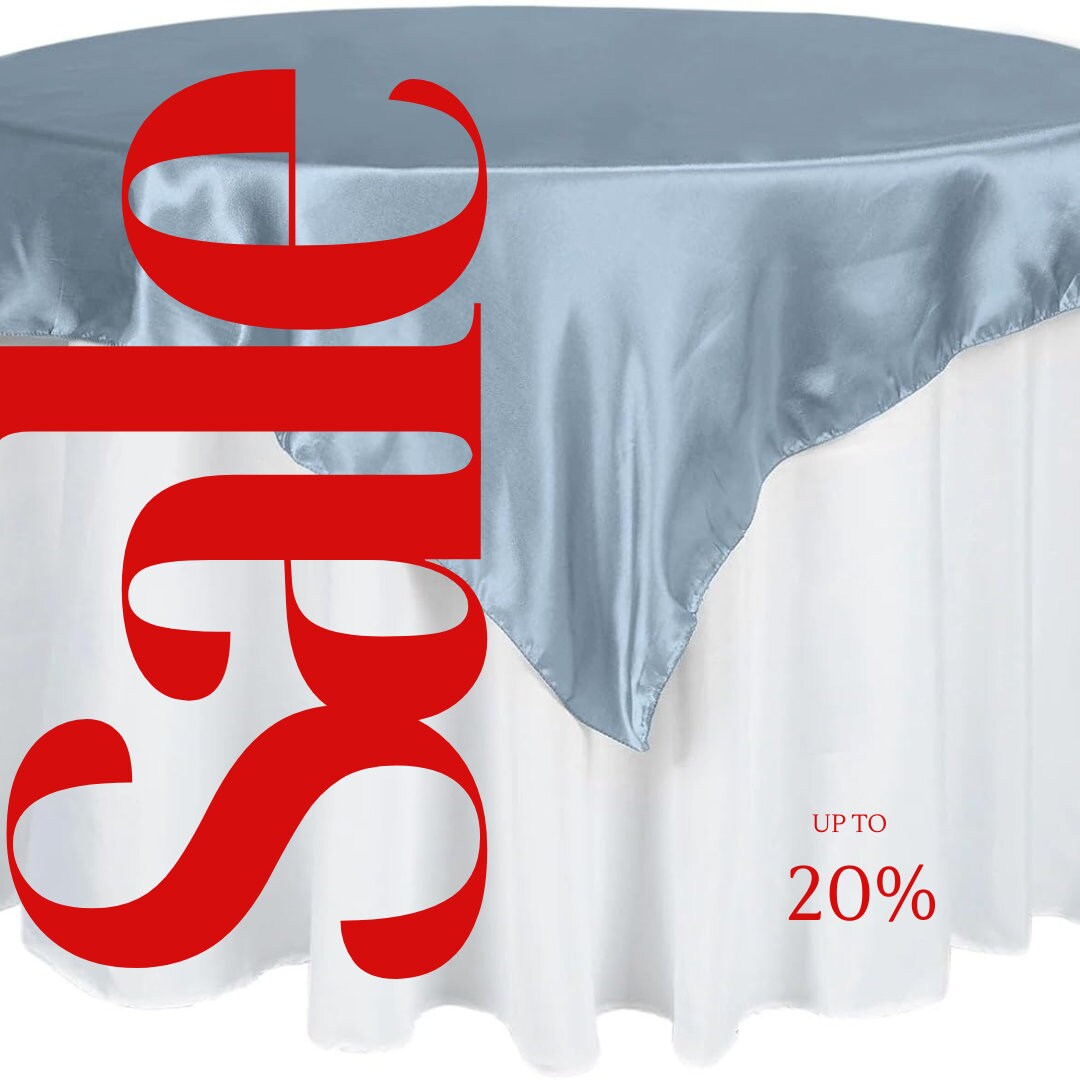 SATIN - LT BLUE - Square Tablecloth Overlay - Square Tablecloth, Square Table Cover Fabric  for Dining, Kitchen, Party.