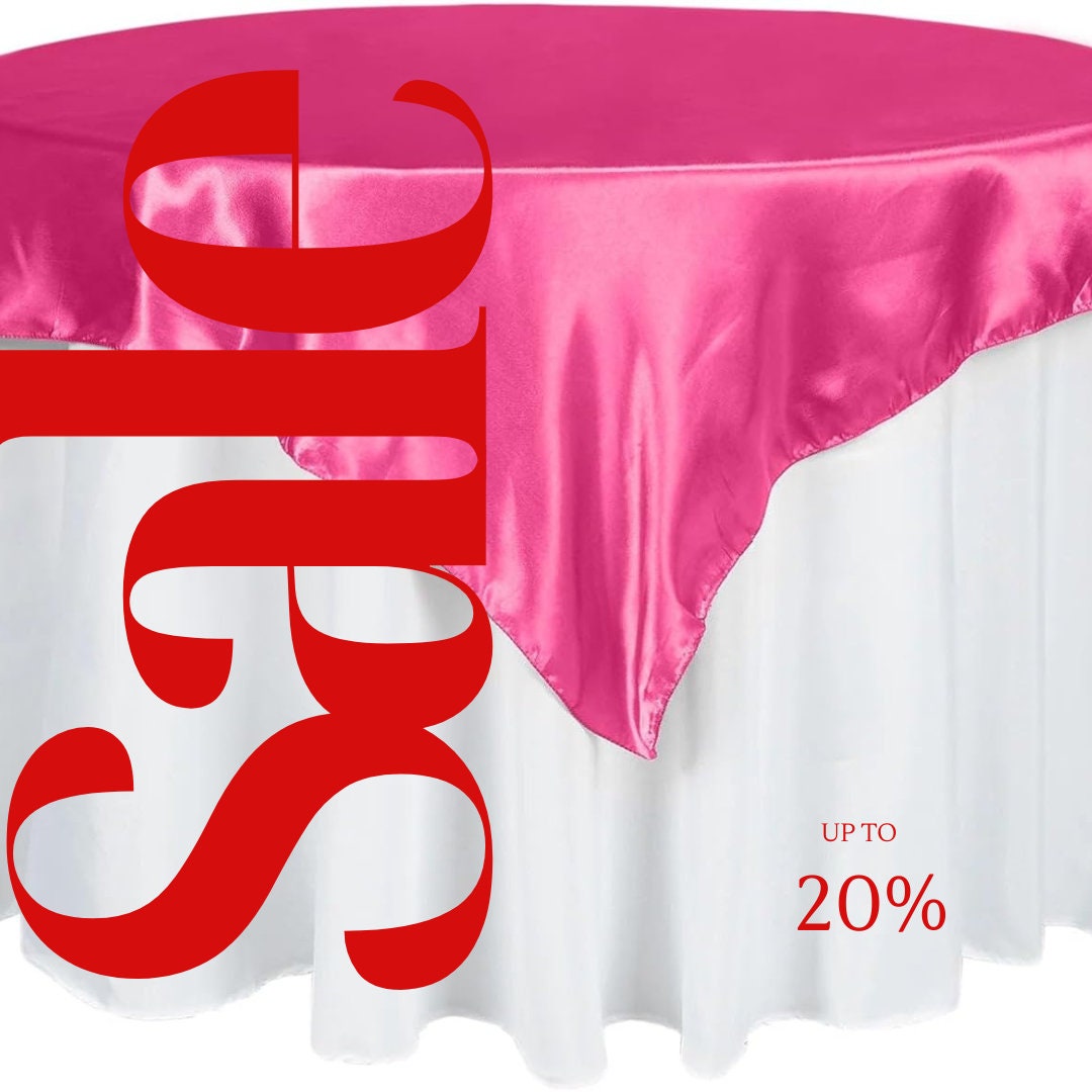 SATIN - FUCHSIA - Square Tablecloth Overlay - Square Tablecloth, Square Table Cover Fabric  for Dining, Kitchen, Party.