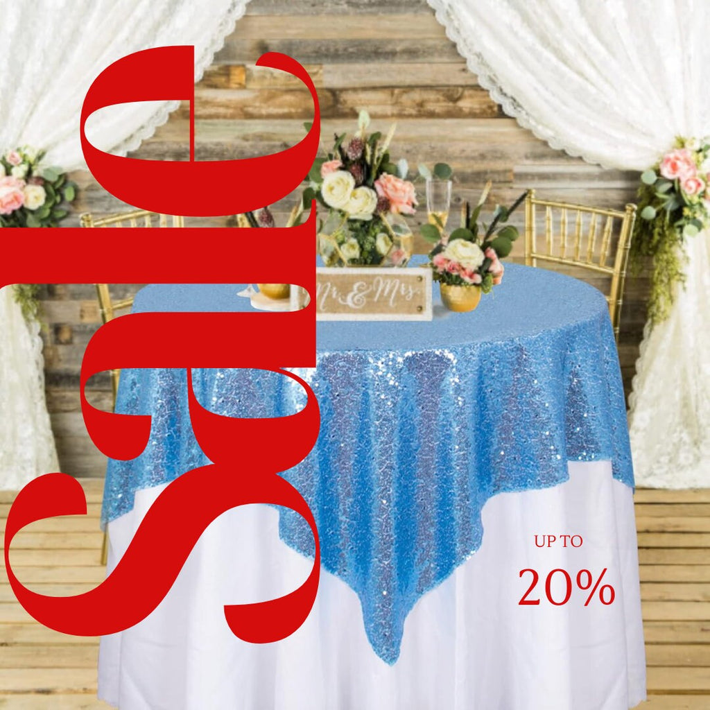 SEQUIN - Sequin Tablecloth - BLUE - Sequin Overlay Glitter Table Cover Dinning Table Linen for Party Event Decoration Birthday.