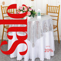 SEQUIN - Sequin Tablecloth - SILVER - Sequin Overlay Glitter Table Cover Dinning Table Linen for Party Event Decoration Birthday.