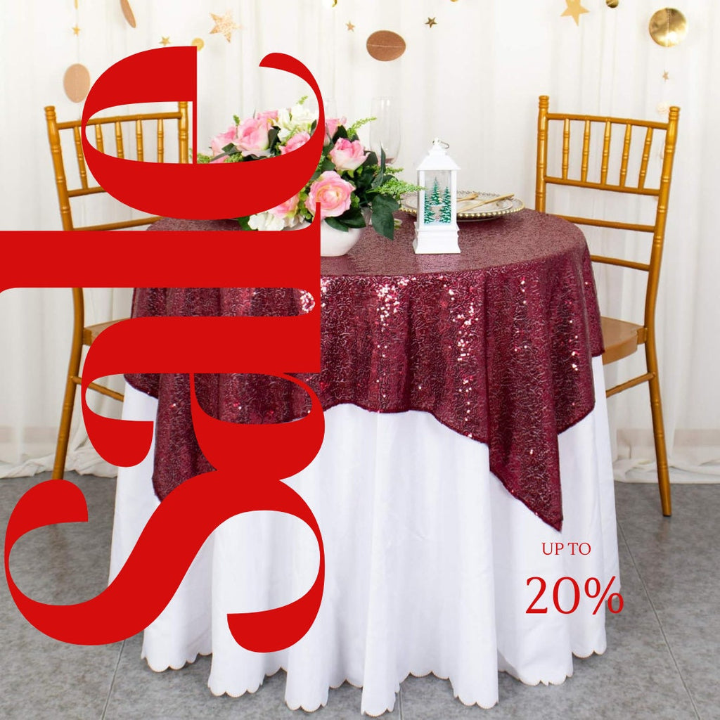SEQUIN - Sequin Tablecloth - BURGUNDY - Sequin Overlay Glitter Table Cover Dinning Table Linen for Party Event Decoration Birthday.