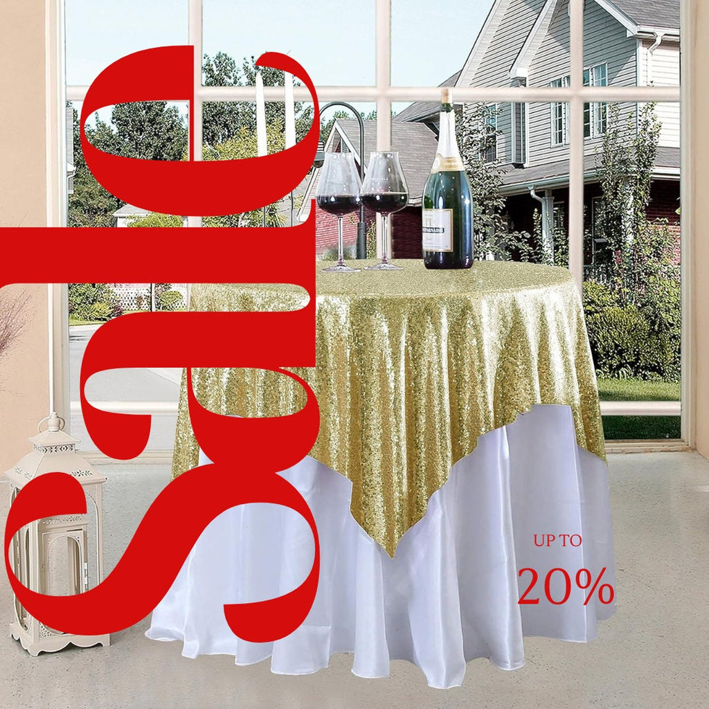 SEQUIN - Sequin Tablecloth - CHAMPAGNE - Sequin Overlay Glitter Table Cover Dinning Table Linen for Party Event Decoration Birthday.