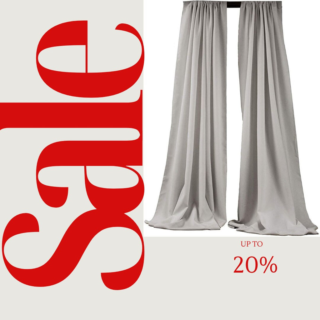 BACKDROPS - SILVER -  Polyester Poplin Backdrop Drape Curtain Panel with 4" Rod Pocket ( , 5 Feet Wide x 9 Feet High (2 Panels)