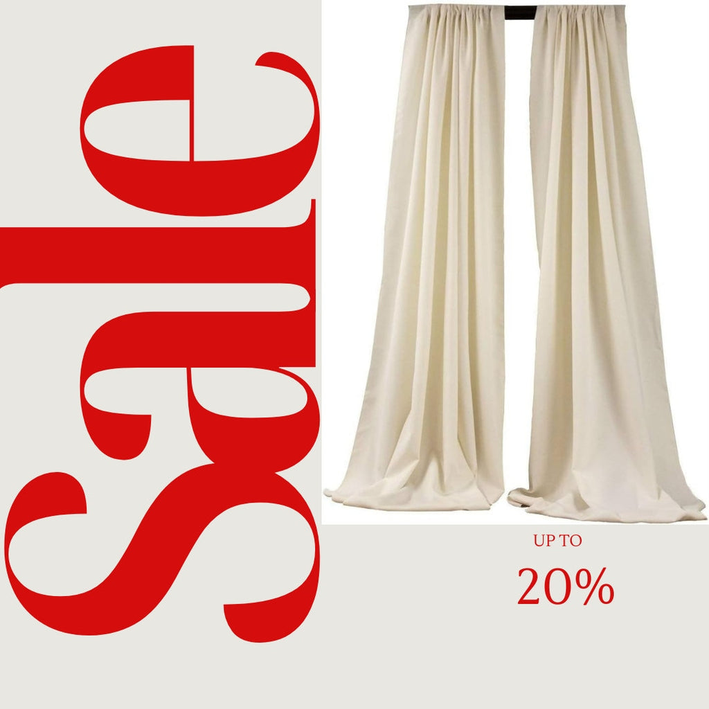BACKDROPS - IVORY -  Polyester Poplin Backdrop Drape Curtain Panel with 4" Rod Pocket ( , 5 Feet Wide x 9 Feet High (2 Panels)