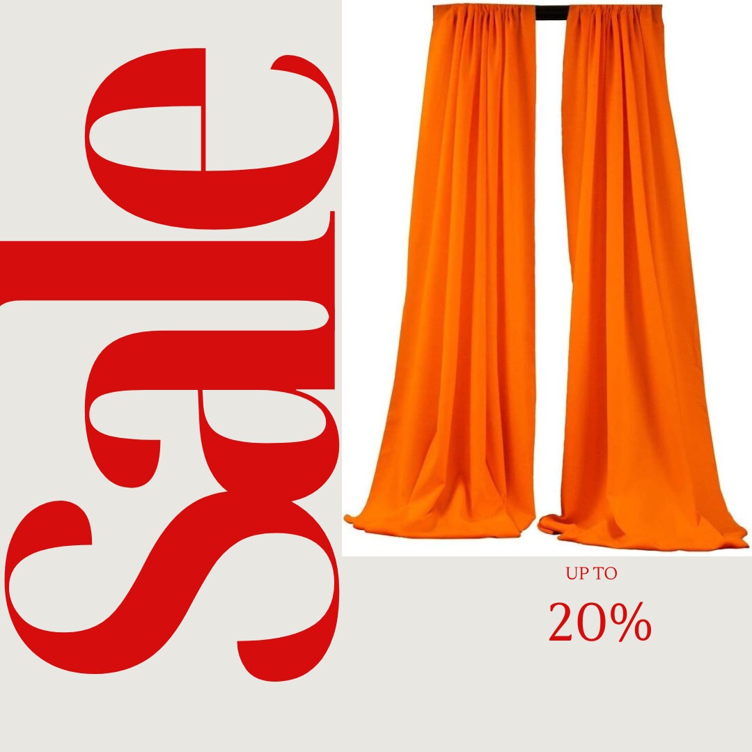 BACKDROPS - ORANGE -  Polyester Poplin Backdrop Drape Curtain Panel with 4" Rod Pocket ( , 5 Feet Wide x 9 Feet High (2 Panels)