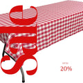 Polyester Poplin Gingham Checkered Rectangular Tablecloth (White & Fuchsia, Choose Size Below