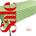 Polyester Poplin Gingham Checkered Rectangular Tablecloth (White & Lime, Choose Size Below