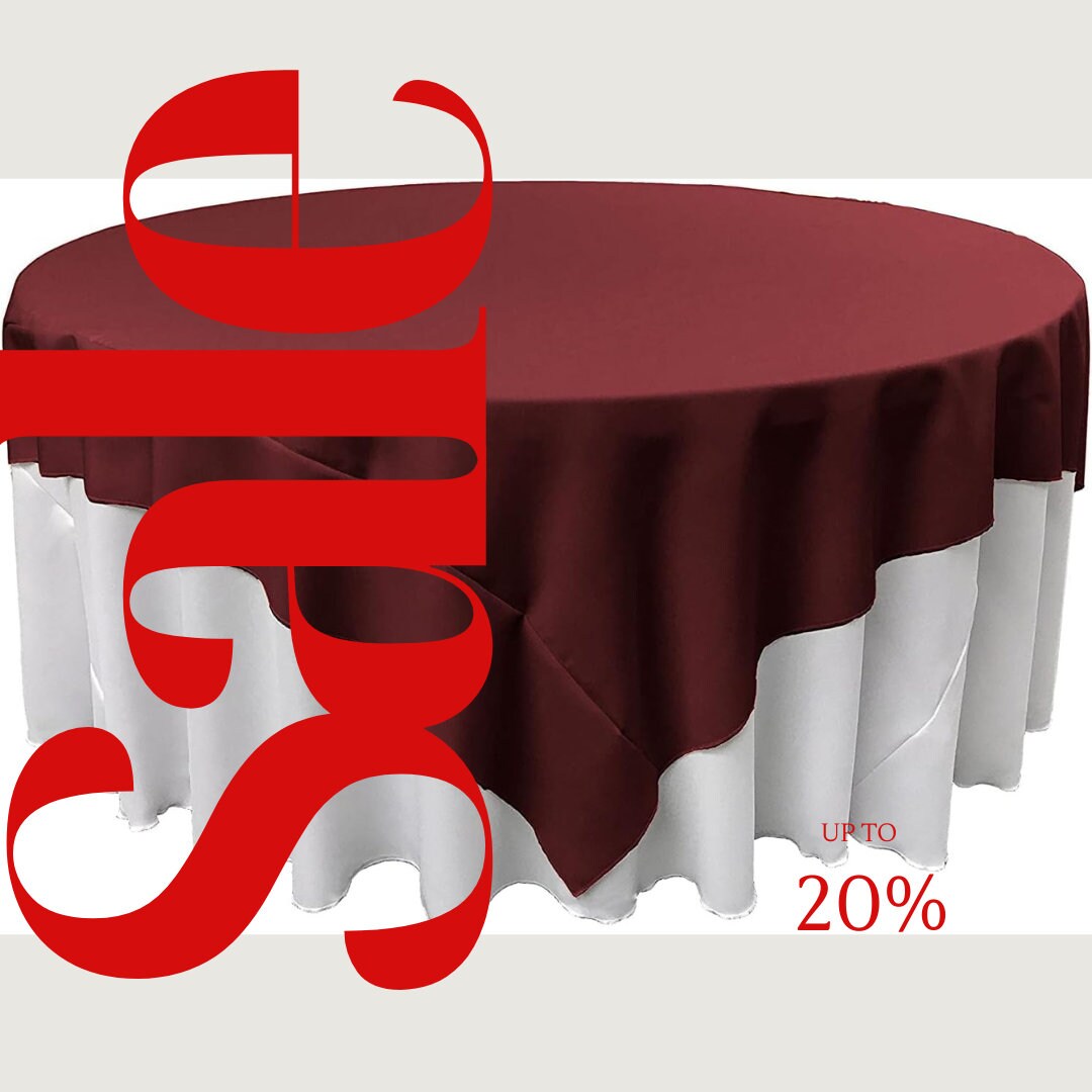 BURGUNDY - Polyester Poplin Washable Square Tablecloth, Square Table Cover Fabric Table Cloth Square for Dining, Kitchen, Party.
