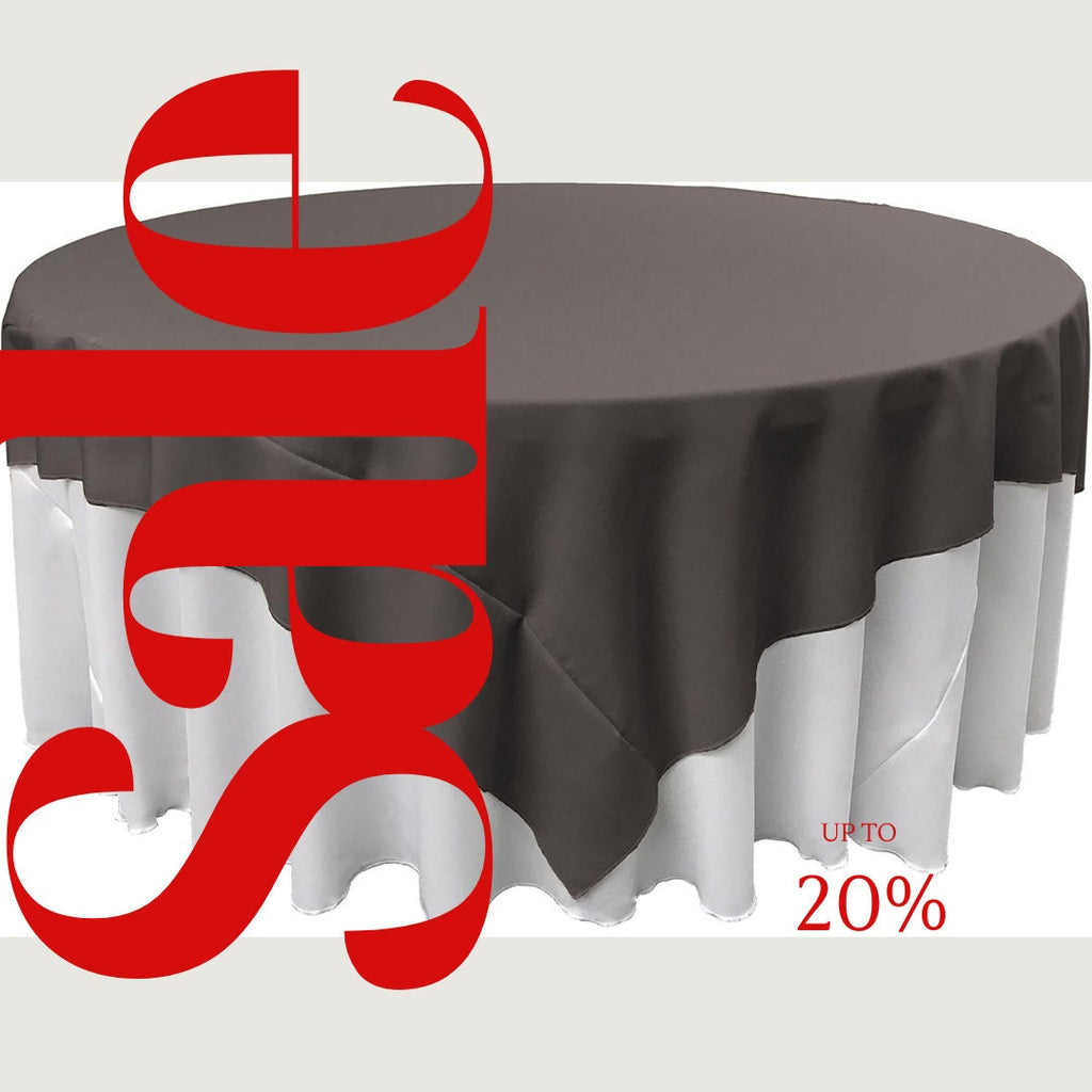 CHARCOAL - Polyester Poplin Washable Square Tablecloth, Square Table Cover Fabric Table Cloth Square for Dining, Kitchen, Party.