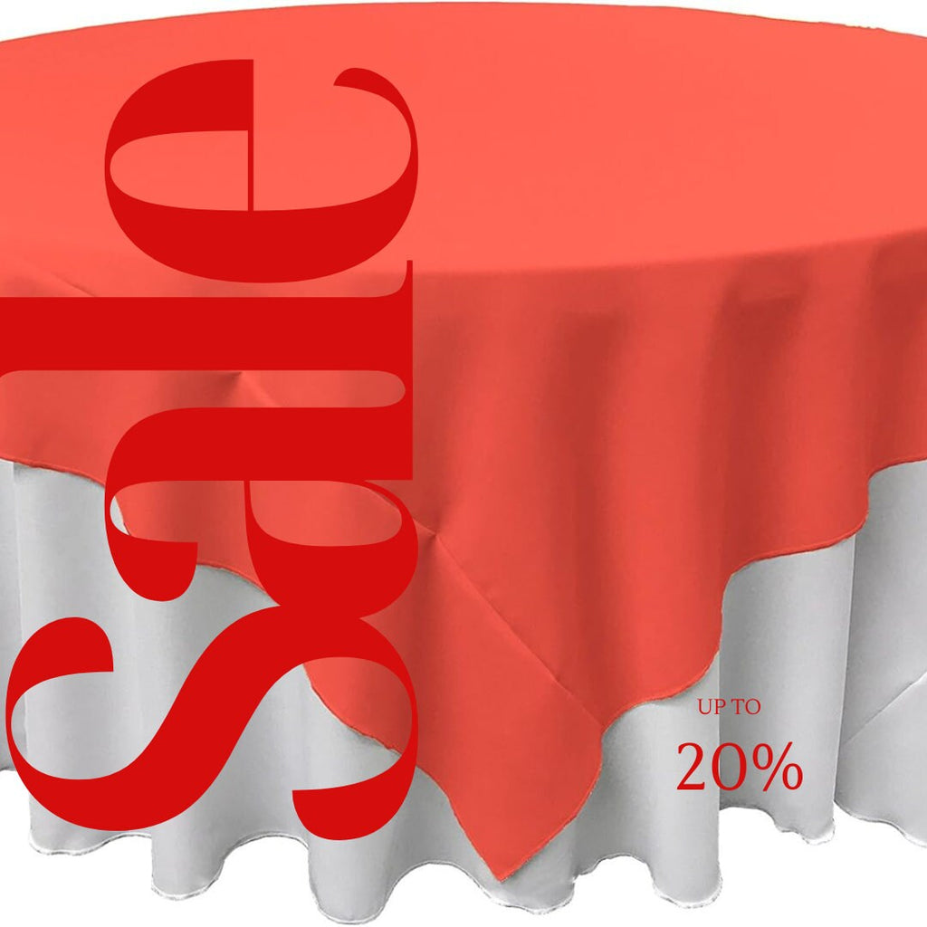 CORAL - Polyester Poplin Washable Square Tablecloth, Square Table Cover Fabric Table Cloth Square for Dining, Kitchen, Party.
