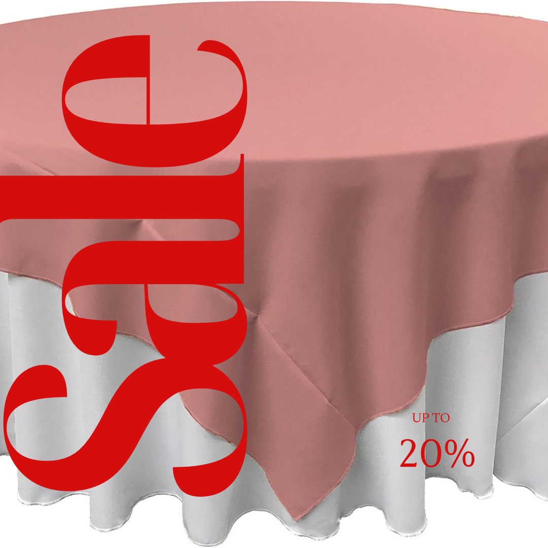 DUSTY ROSE - Polyester Poplin Washable Square Tablecloth, Square Table Cover Fabric Table Cloth Square for Dining, Kitchen, Party.