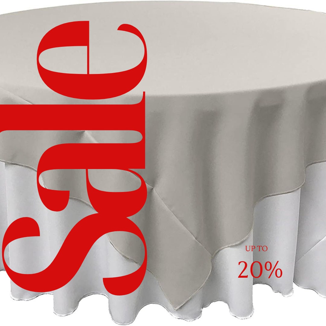SILVER - Polyester Poplin Washable Square Tablecloth, Square Table Cover Fabric Table Cloth Square for Dining, Kitchen, Party.