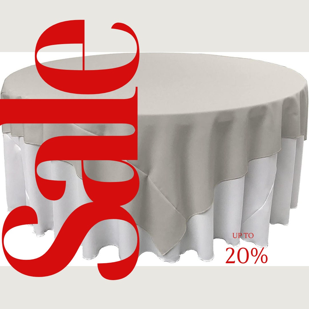 SILVER - Polyester Poplin Washable Square Tablecloth, Square Table Cover Fabric Table Cloth Square for Dining, Kitchen, Party.