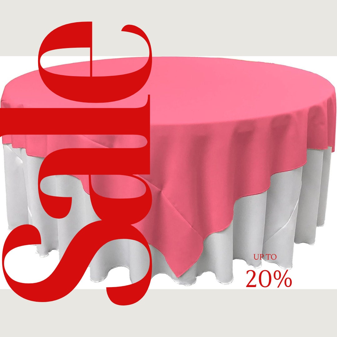 HOT PINK - Polyester Poplin Washable Square Tablecloth, Square Table Cover Fabric Table Cloth Square for Dining, Kitchen, Party.