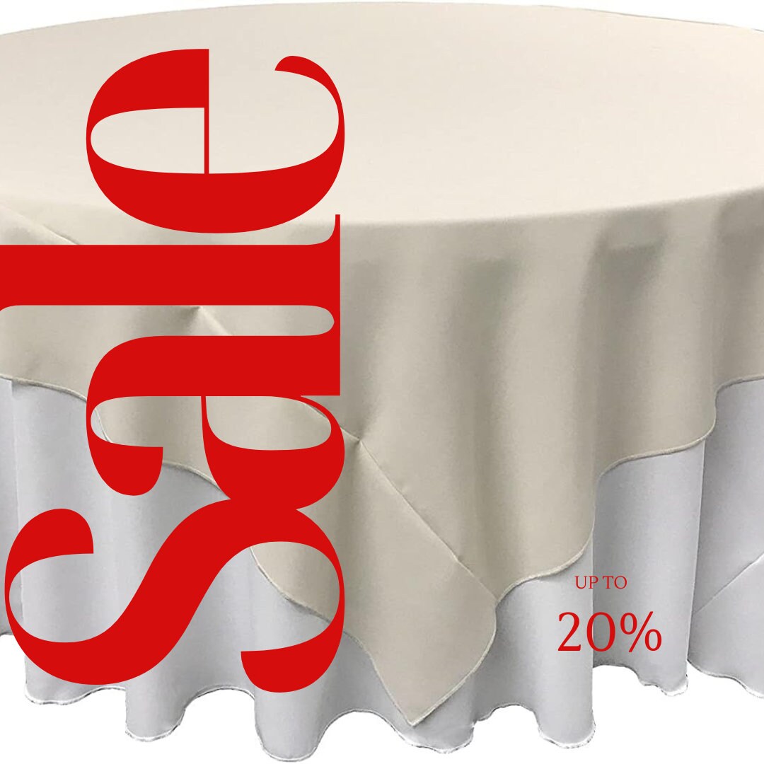 IVORY - Polyester Poplin Washable Square Tablecloth, Square Table Cover Fabric Table Cloth Square for Dining, Kitchen, Party.