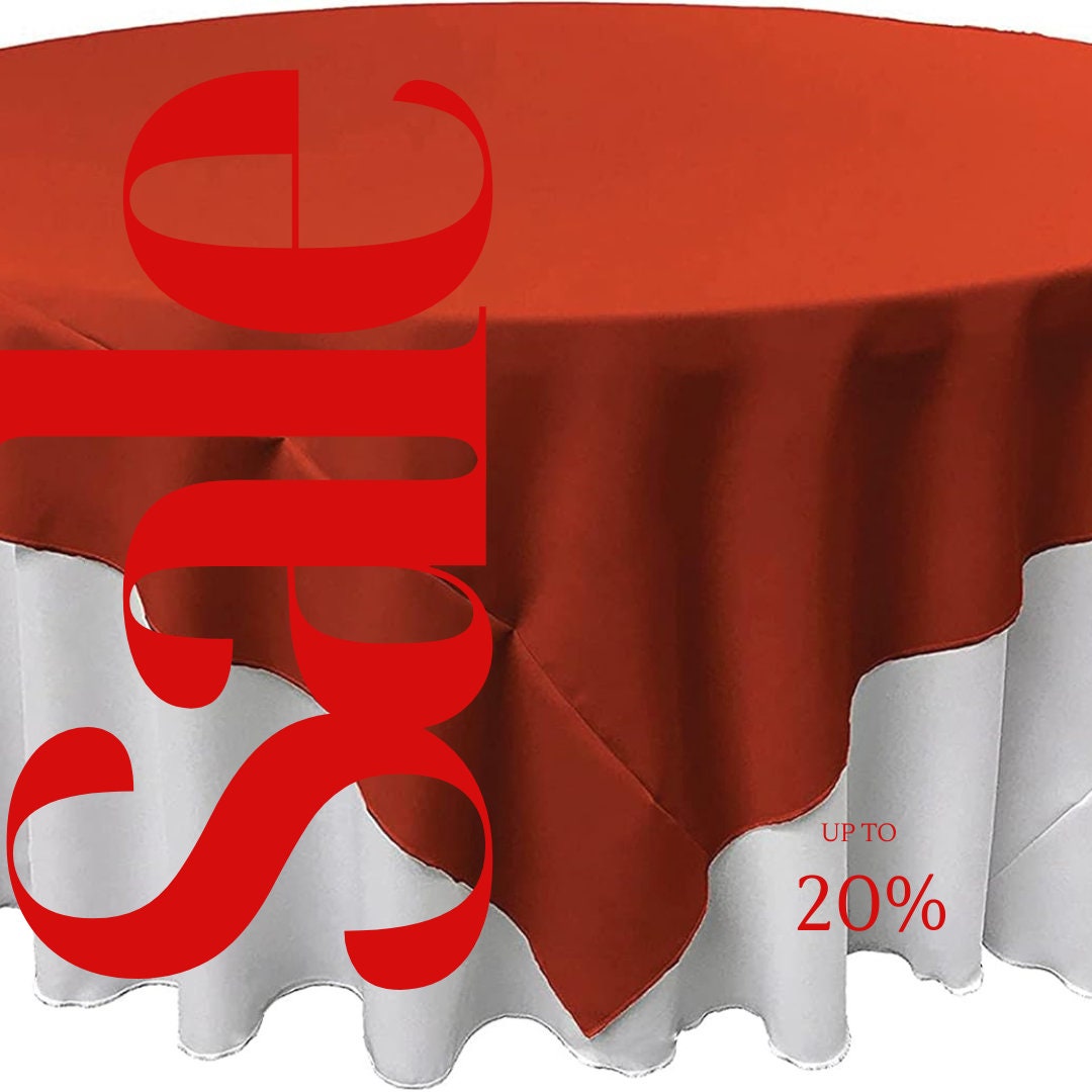 RUST - Polyester Poplin Washable Square Tablecloth, Square Table Cover Fabric Table Cloth Square for Dining, Kitchen, Party.