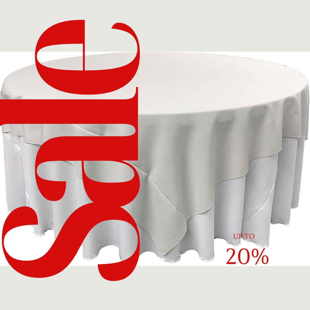 WHITE - Polyester Poplin Washable Square Tablecloth, Square Table Cover Fabric Table Cloth Square for Dining, Kitchen, Party.
