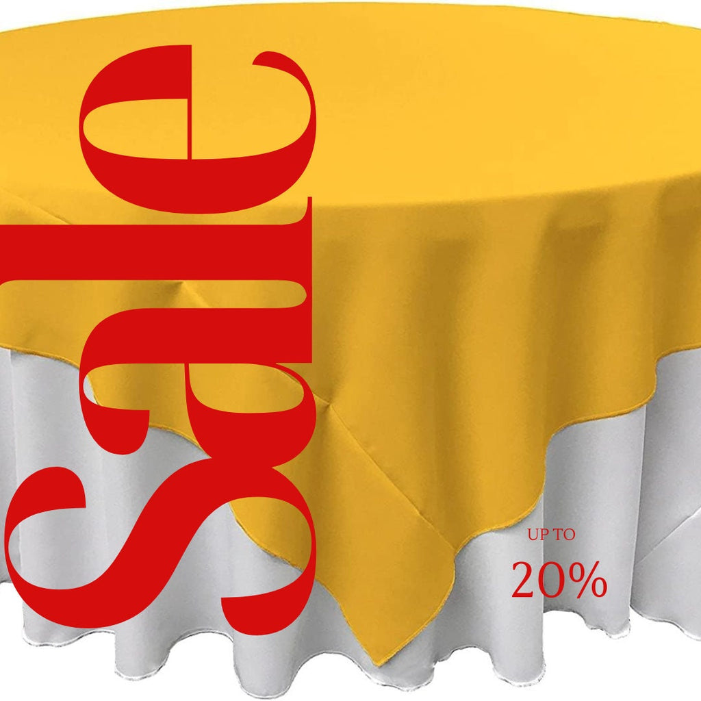 YELLOW - Polyester Poplin Washable Square Tablecloth, Square Table Cover Fabric Table Cloth Square for Dining, Kitchen, Party.