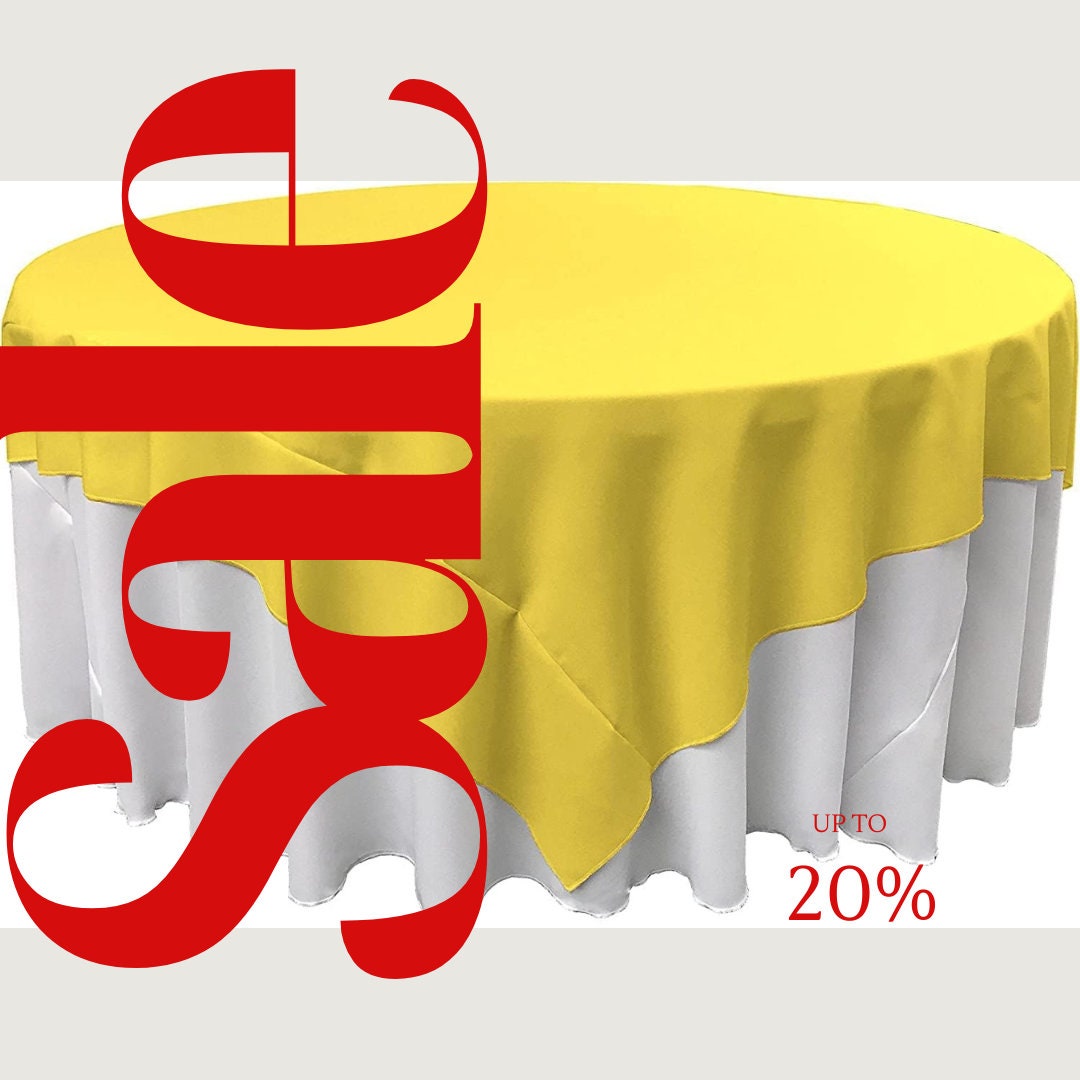 LT YELLOW - Polyester Poplin Washable Square Tablecloth, Square Table Cover Fabric Table Cloth Square for Dining, Kitchen, Party.