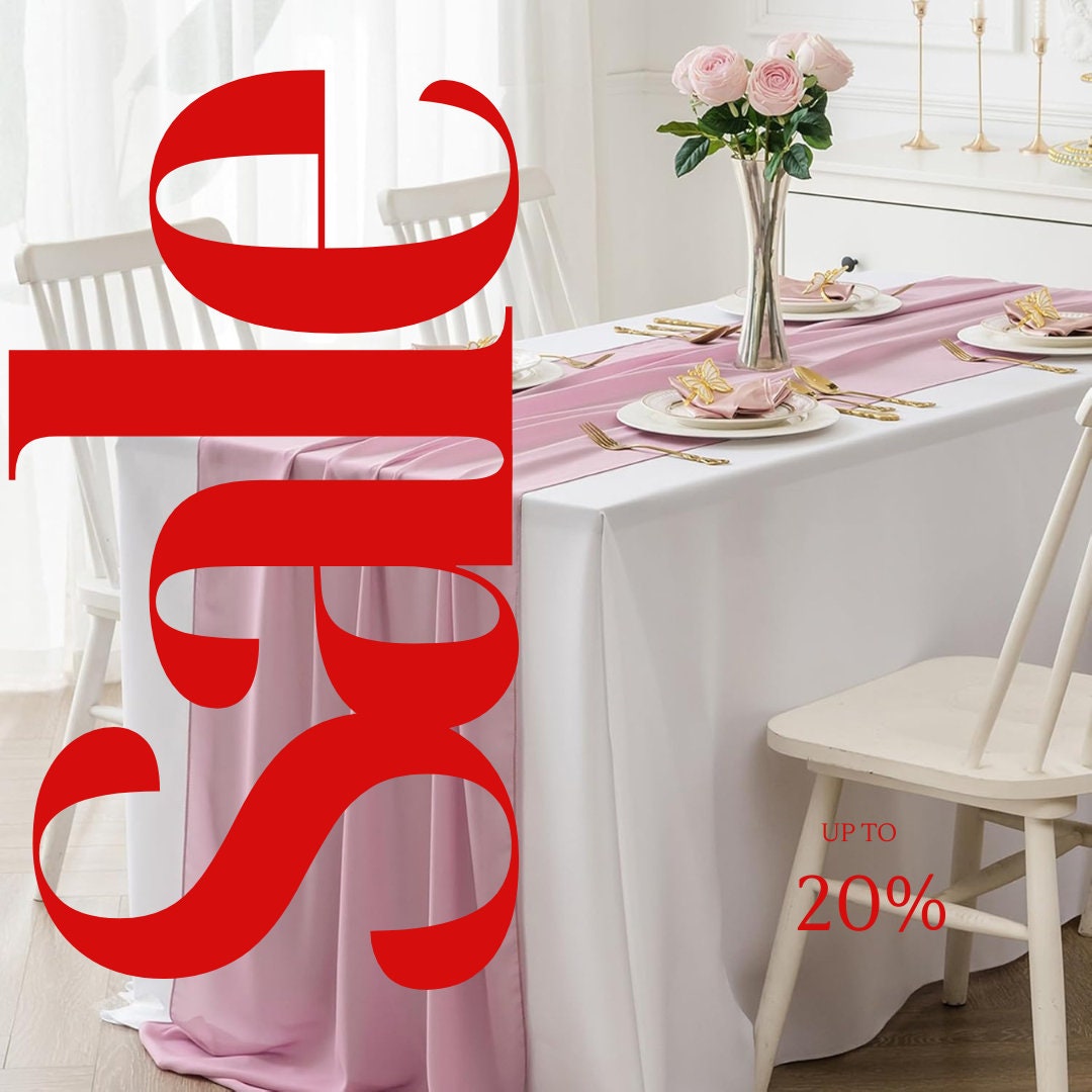 DUSTY ROSE - Chiffon Table Runner 29 x 108 inch Perfect for Party Sweetest Day Wedding Anniversary Decorations Valentines Day Runners.