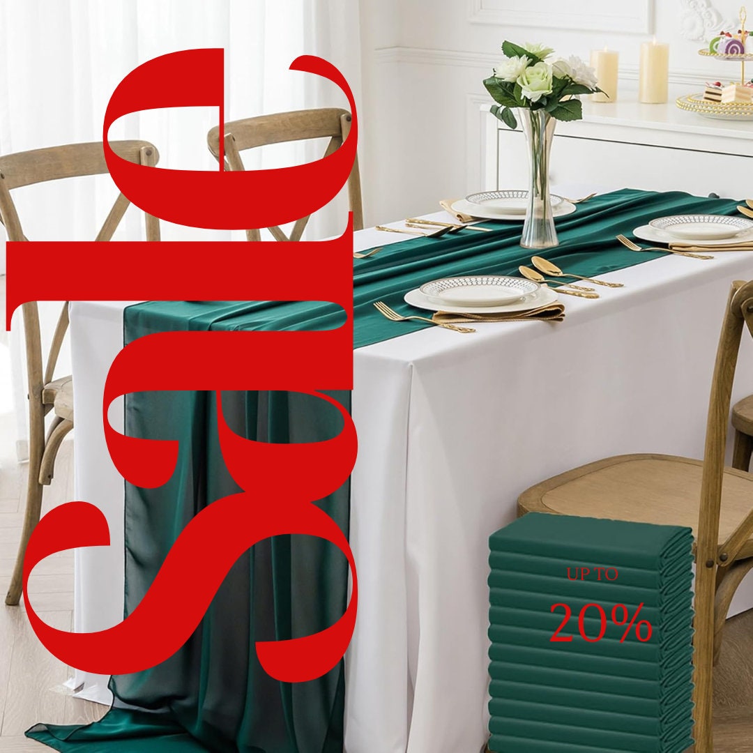 HUNTER - Chiffon Table Runner 29 x 108 inch Perfect for Party Sweetest Day Wedding Anniversary Decorations Valentines Day Runners.