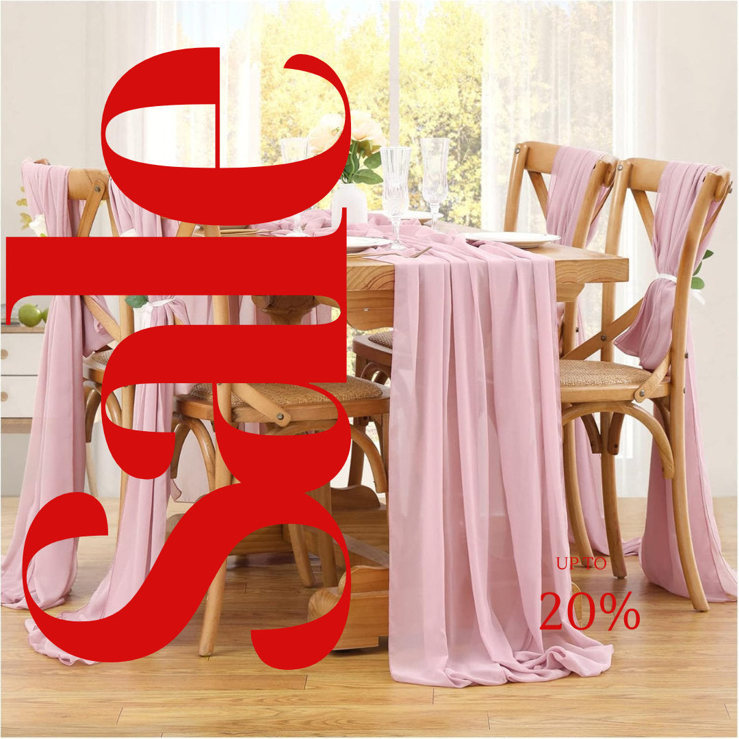 DUSTY ROSE - Chiffon Table Runner 29 x 108 inch Perfect for Party Sweetest Day Wedding Anniversary Decorations Valentines Day Runners.
