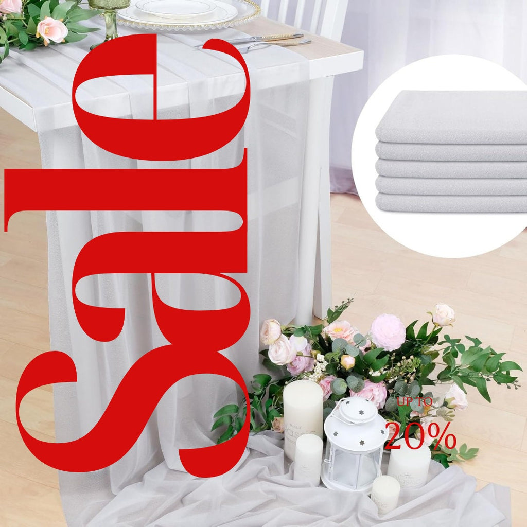SILVER - Chiffon Table Runner 29" x 108" inch Perfect for Party Sweetest Day Wedding Anniversary Decorations Valentines Day Runners.