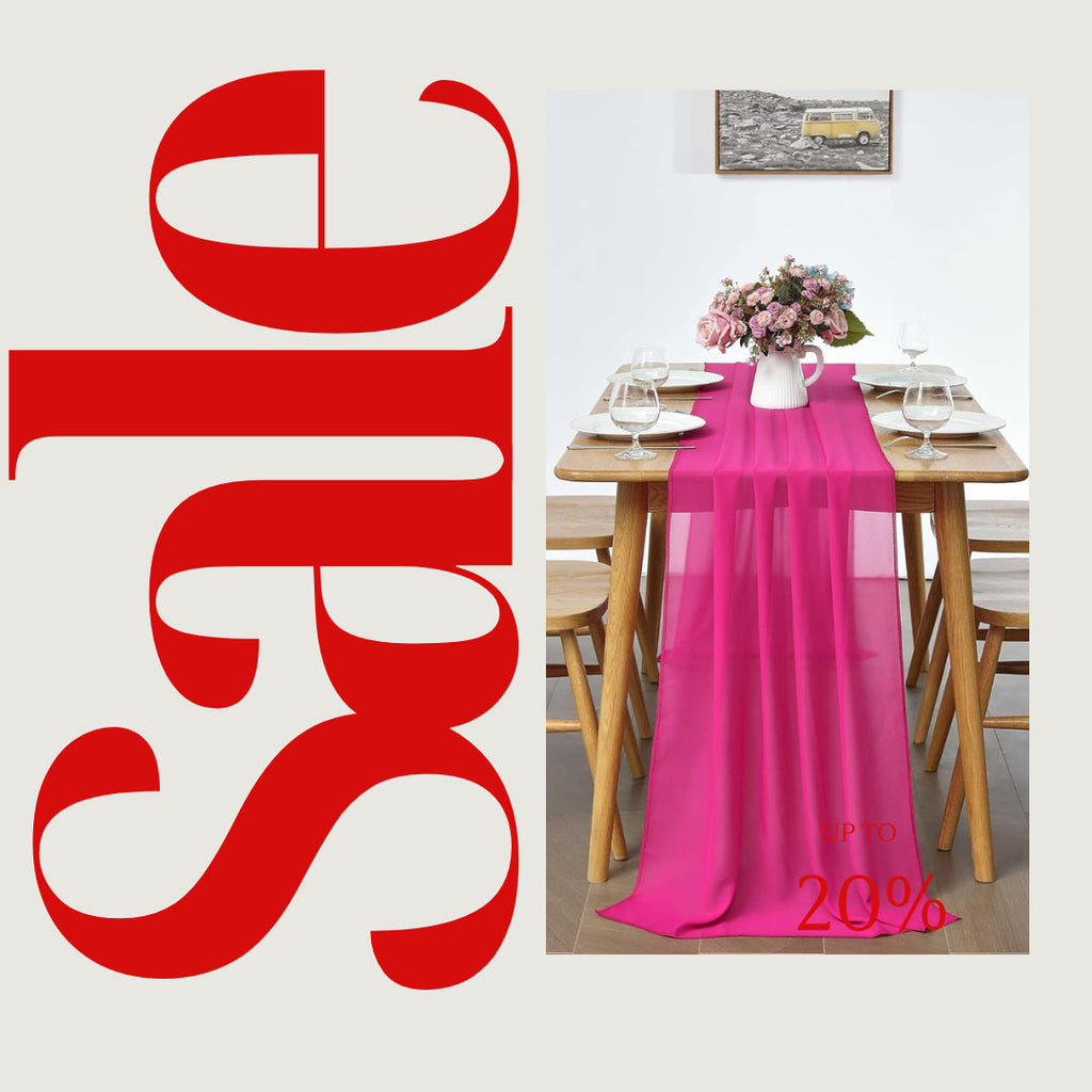 FUCHSIA - Chiffon Table Runner 29" x 108" inch Perfect for Party Sweetest Day Wedding Anniversary Decorations Valentines Day Runners.