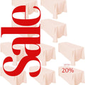 BLUSH -  10 PACK - Polyester Poplin Washable Rectangular Tablecloth, Table Cover Fabric Table Cloth for Dinning, Kitchen, Party